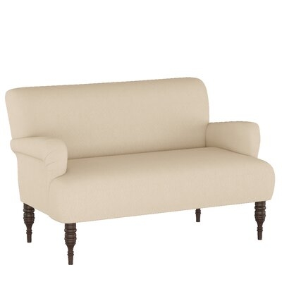 Rounded Arm Settee With Turned Legs In Linen Navy - Image 0