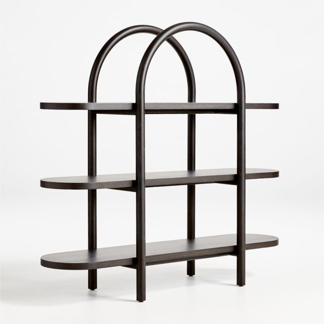 Canyon Black Wood Wide 3-Shelf Bookcase by Leanne Ford - Image 1