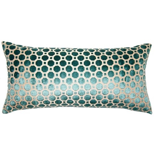 Square Feathers Peacock Dots Pillow Size: 12" x 24" - Image 0