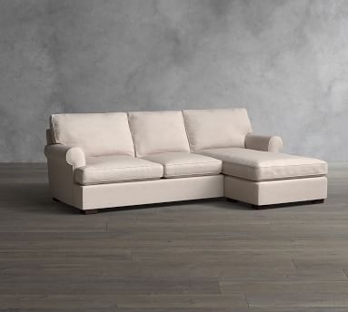 Townsend Roll Arm Upholstered Right Arm Sofa with Chaise Sectional, Polyester Wrapped Cushions, Performance Chateau Basketweave Ivory - Image 2