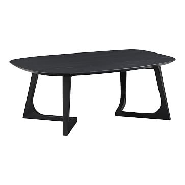 Sculptural Ash Wood 42" Oval Coffee Table, Black Ash - Image 1