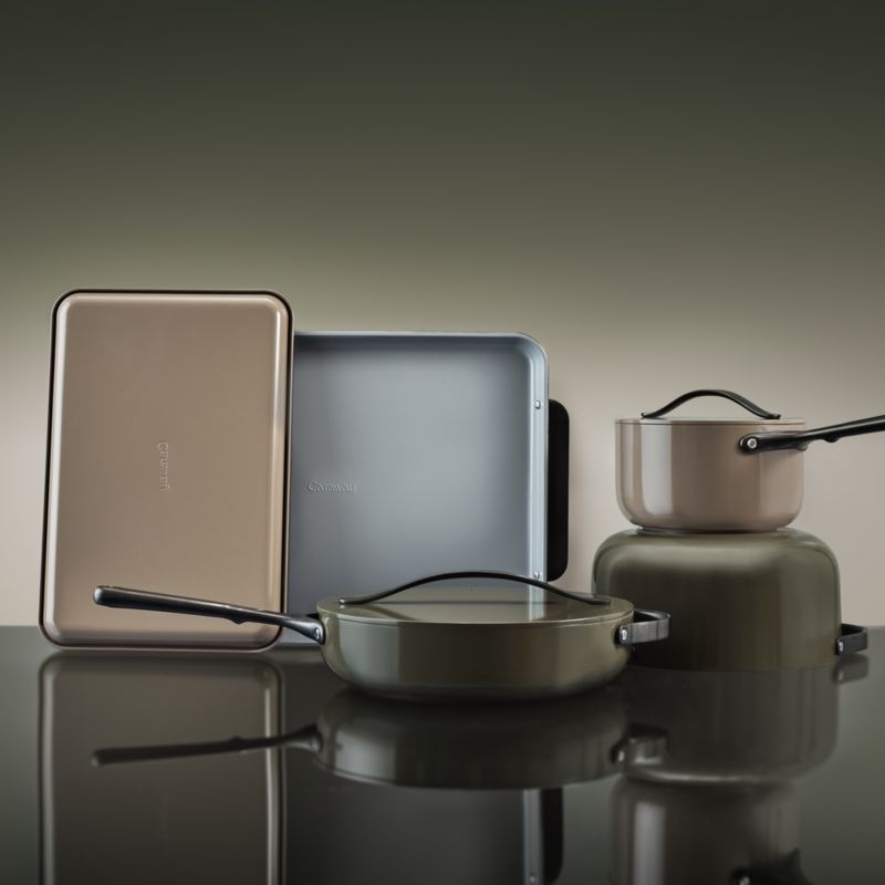 Caraway ® Pebble Ceramic Non-Stick 2-Piece Baking Sheet Duo with Gunmetal Hardware - Image 1