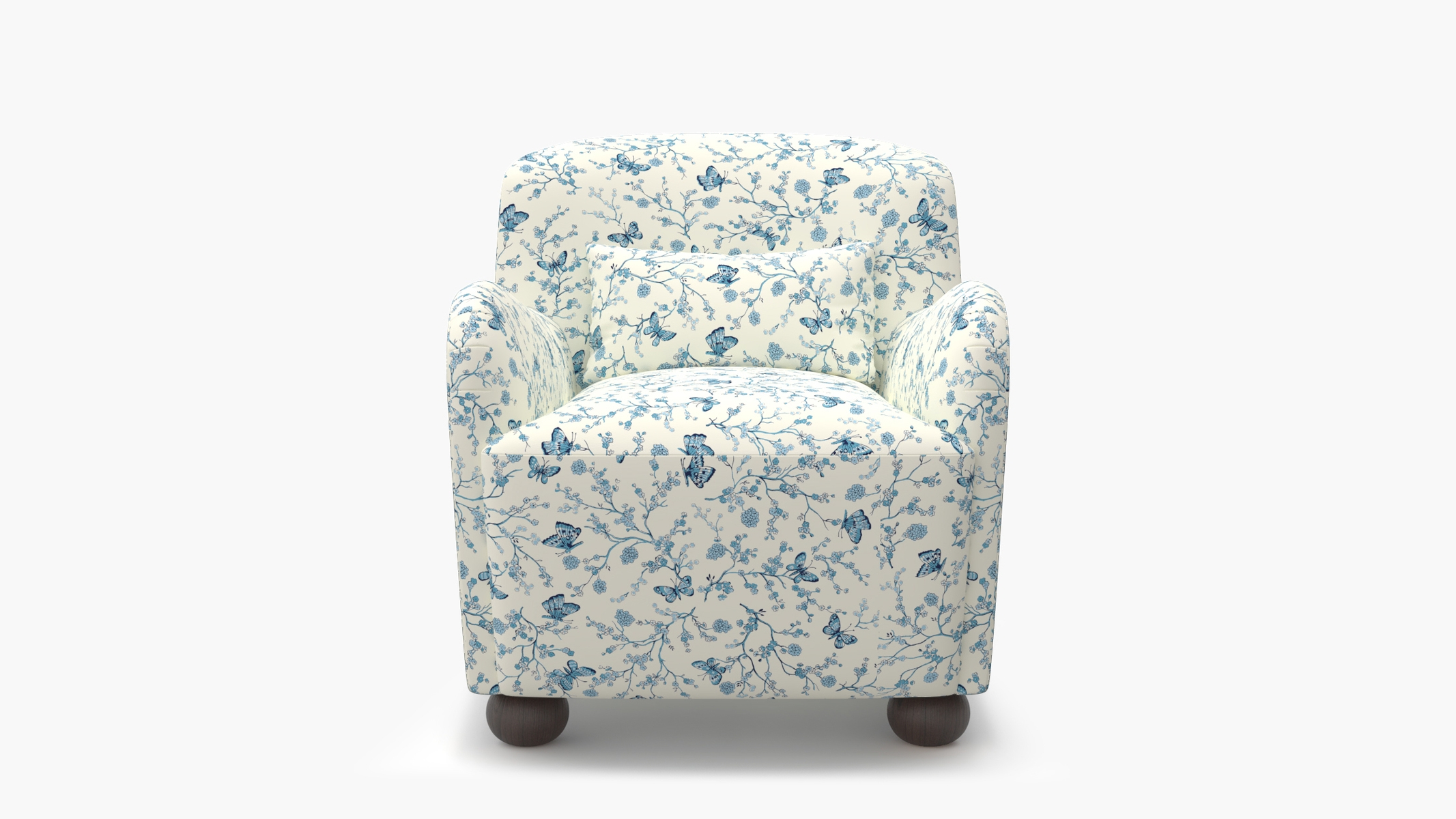 Club Chair, Delft Mariposa, Espresso Bun Foot - Image 0