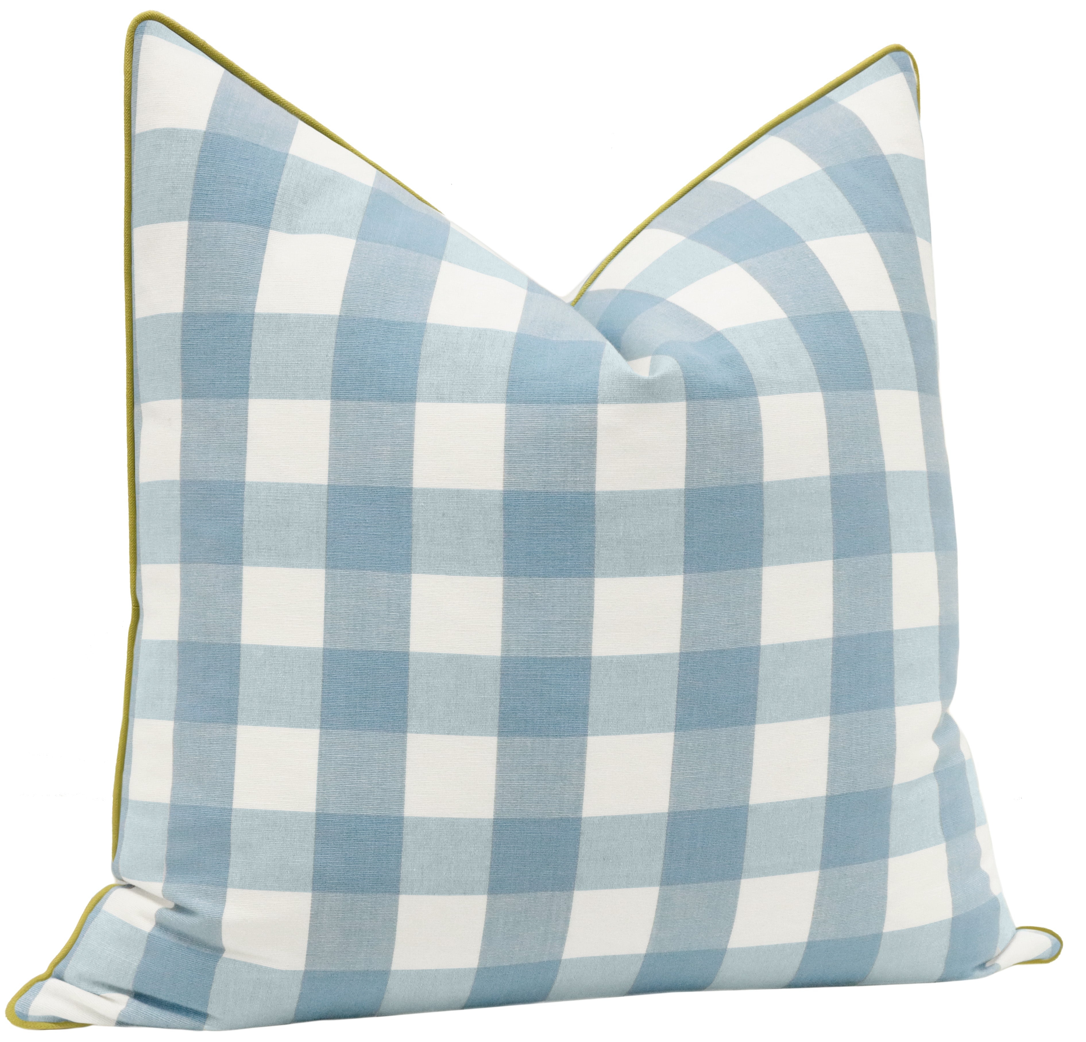 OCS X LDC | CHARLESTON CHECK // POWDER BLUE WITH CLASSIC LINEN // CHARTREUSE - 14" X 36" / CORDING - Image 1