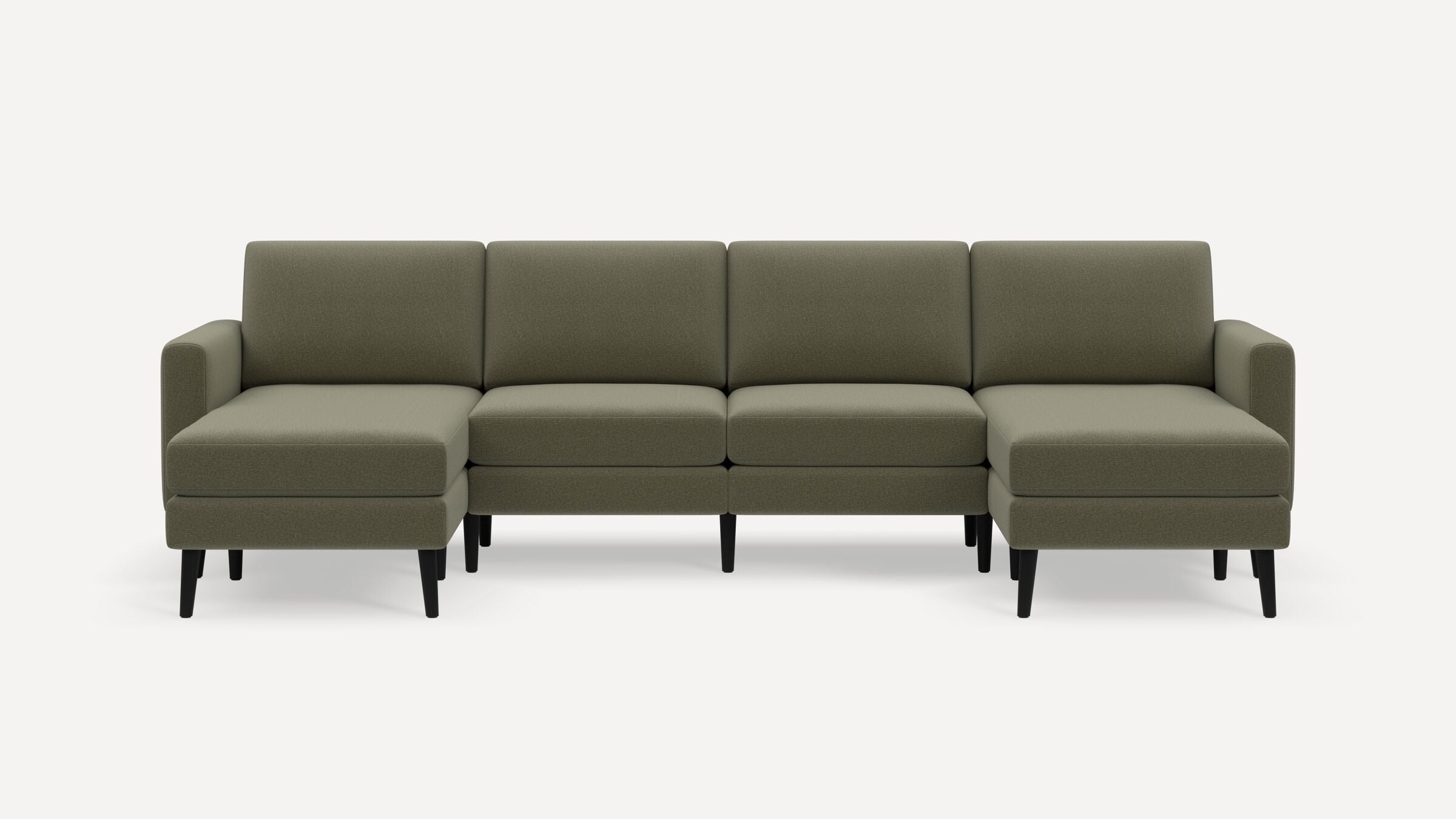 Nomad Double Chaise Sectional - Moss Green - Performance Flatweave / Ebony - Wood / Block - Image 0