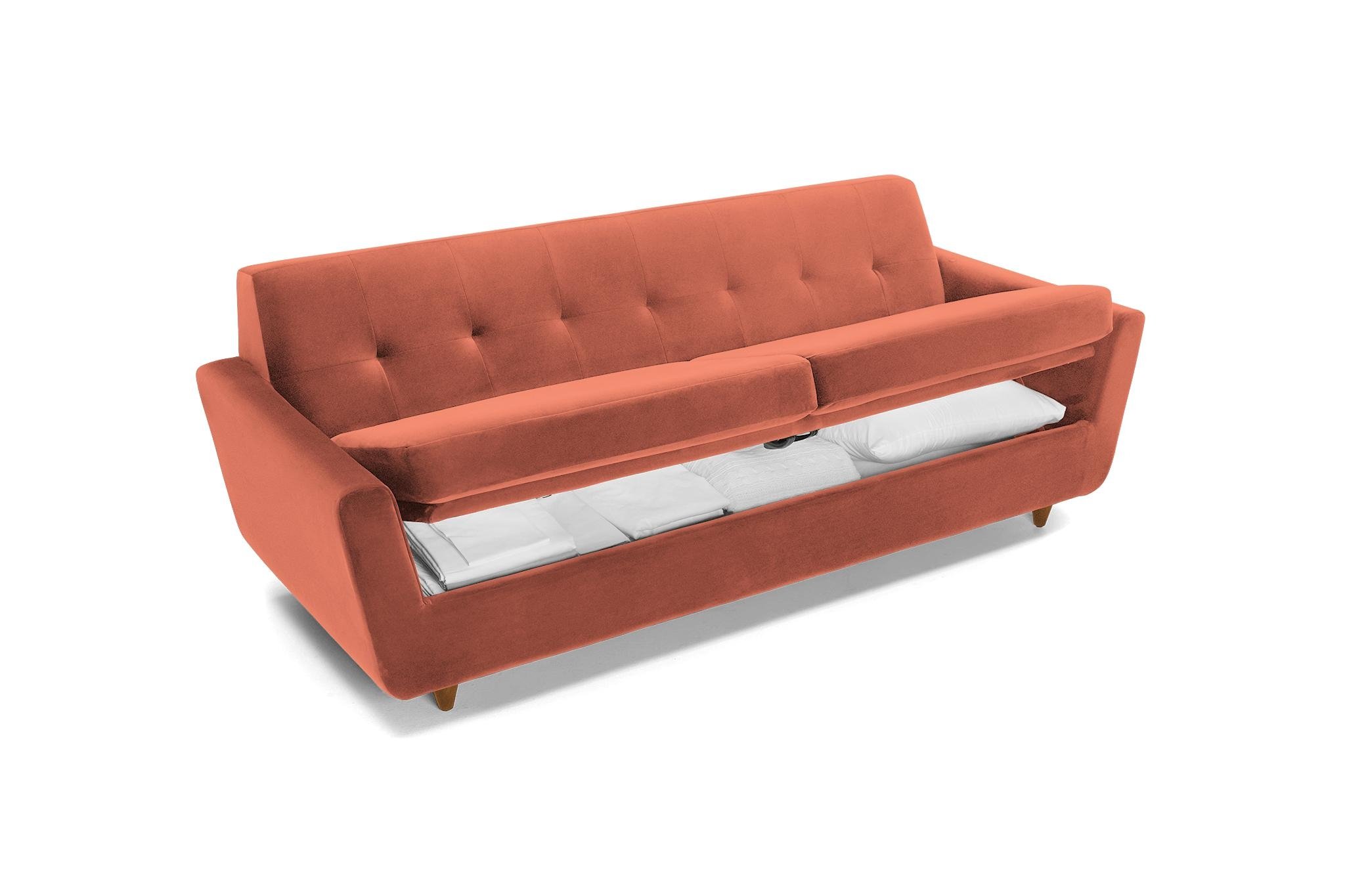 Orange Hughes Mid Century Modern Sofa with Storage - Key Largo Coral - Mocha - Image 3