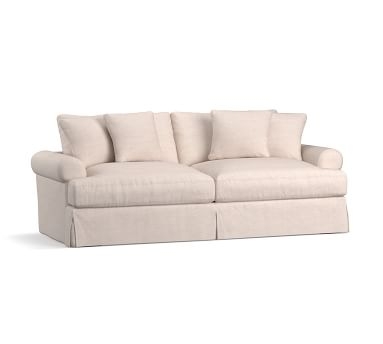 Sullivan Roll Arm Slipcovered Deep Seat Grand Sofa 95", Down Blend Wrapped Cushions, Park Weave Ash - Image 1