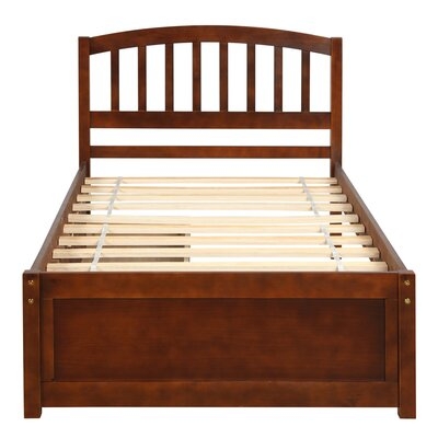 Twin Platform Storage Bed Wood Bed Frame With Two Drawers And Headboard, Walnut - Image 0