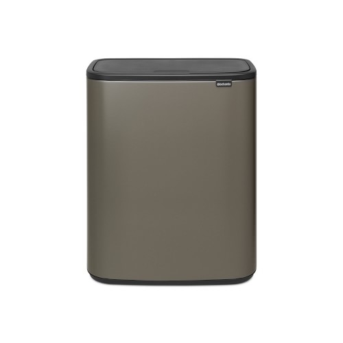 Brabantia Bo Touch Top Dual Compartment Recycling Trash Can, 2x8 Gallon, Platinum - Image 0