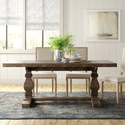 Kinston 78" Pine Solid Wood Trestle Dining Table - Image 1