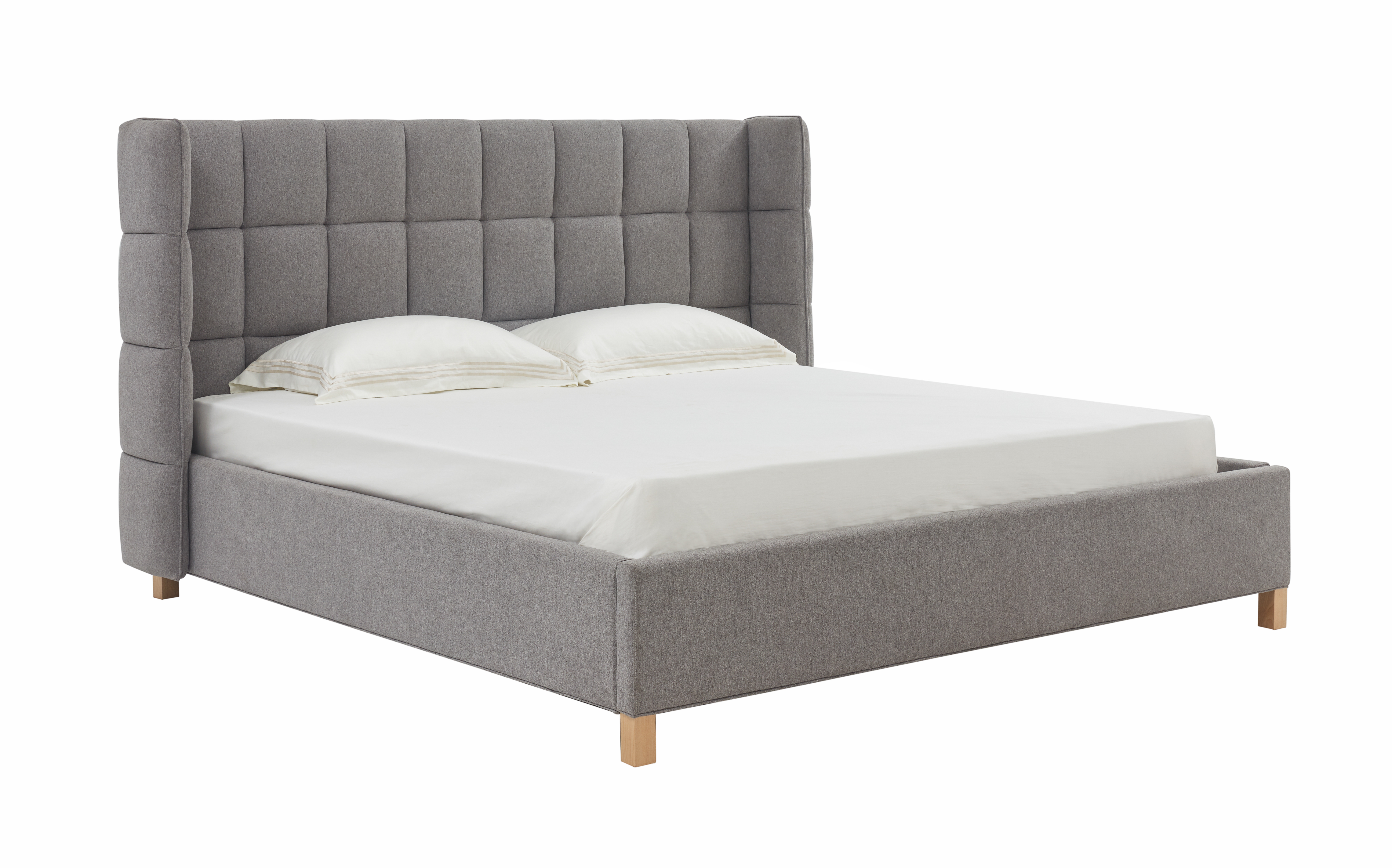 Emerson Grid Tufted King Bed - Light Grey - Arlo Home - Image 1