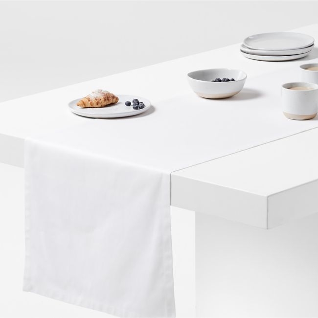 Aspen 120" Crisp White Organic Cotton Table Runner - Image 0