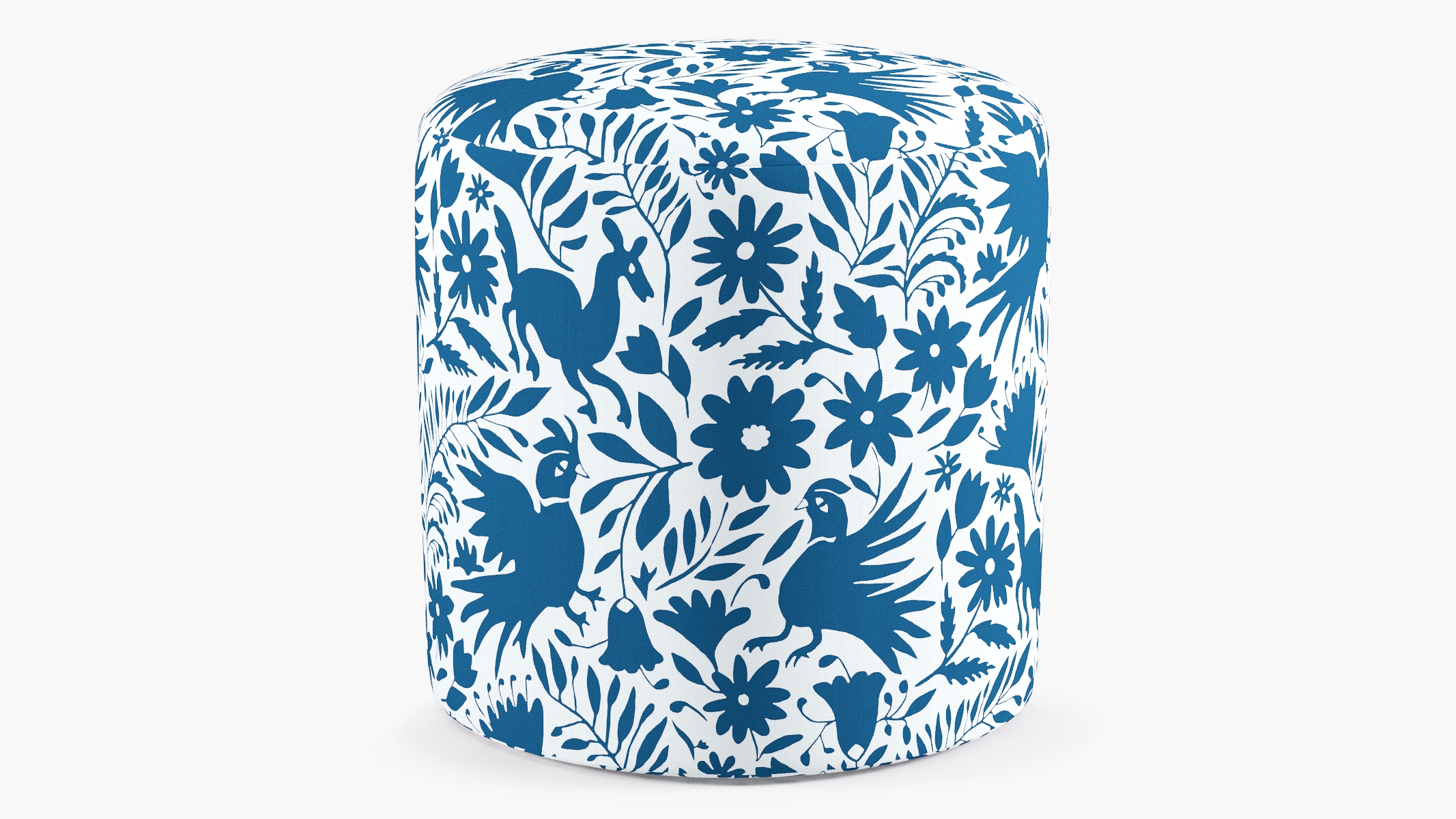 Drum Ottoman, Cerulean Frida - Image 0