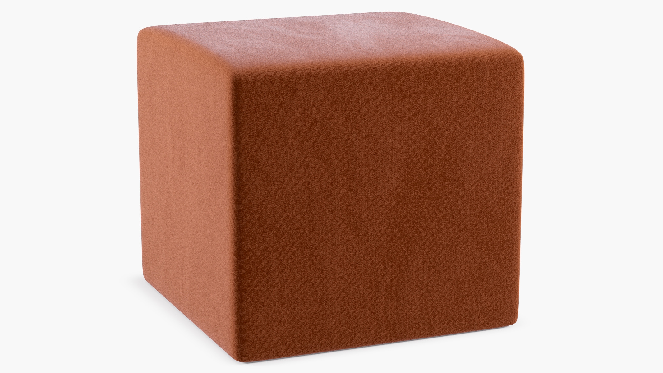 Cube Ottoman, Rust Classic Velvet - Image 1