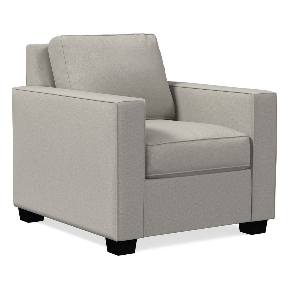 Henry Armchair, Poly, Performance Basket Slub, Pearl Gray, Chocolate - Image 0