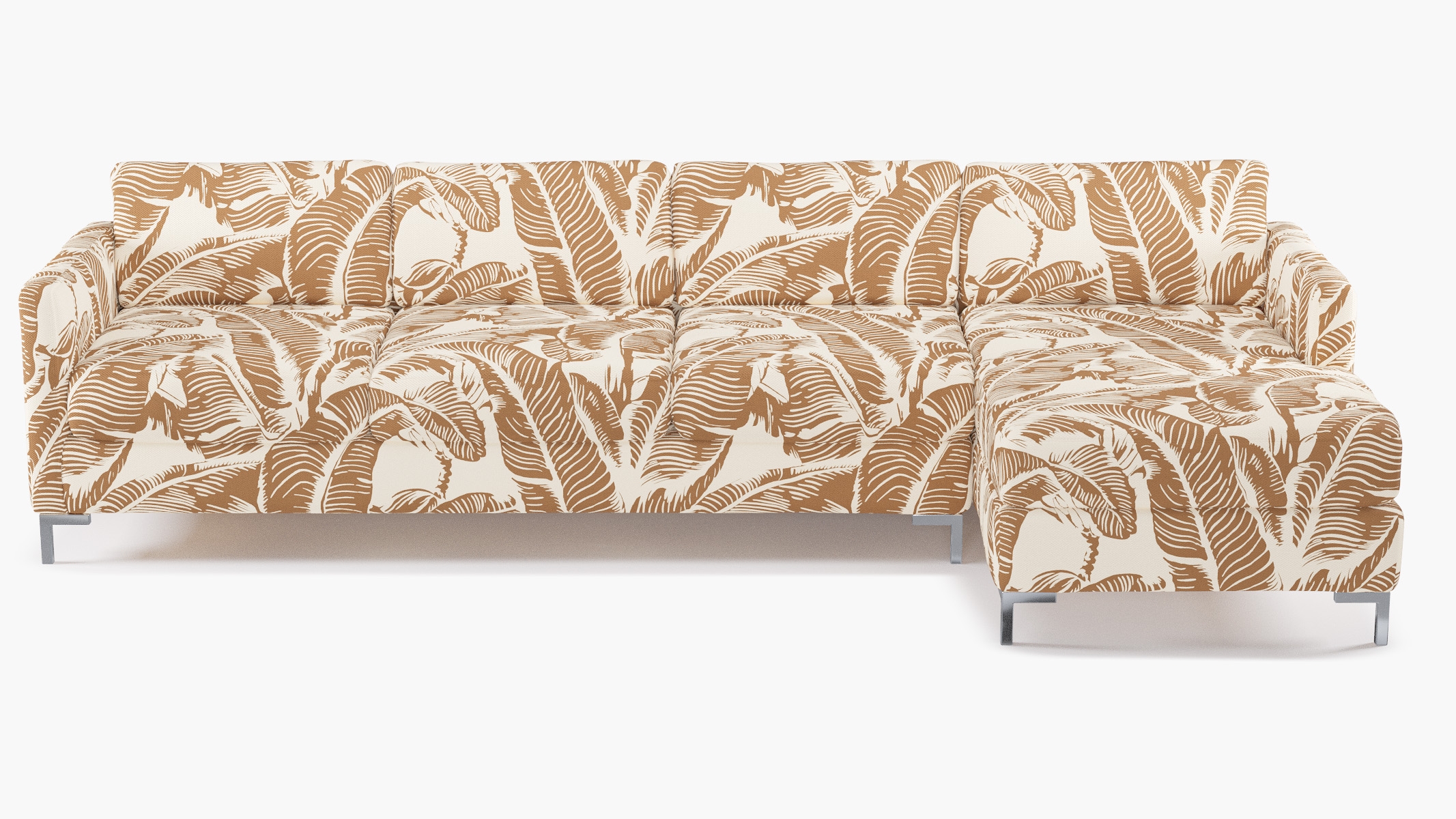 Modern Sectional, Right Facing, Caramel Martinique® Encore, Chrome L Leg - Image 0