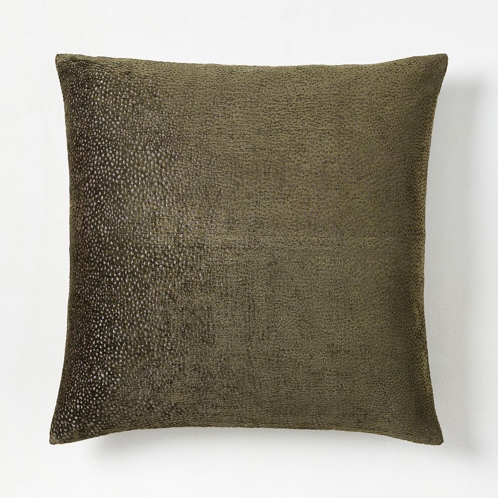 Dotted Chenille Jacquard Pillow Cover, Dark Olive, 20"x20", Set of 2 - Image 0