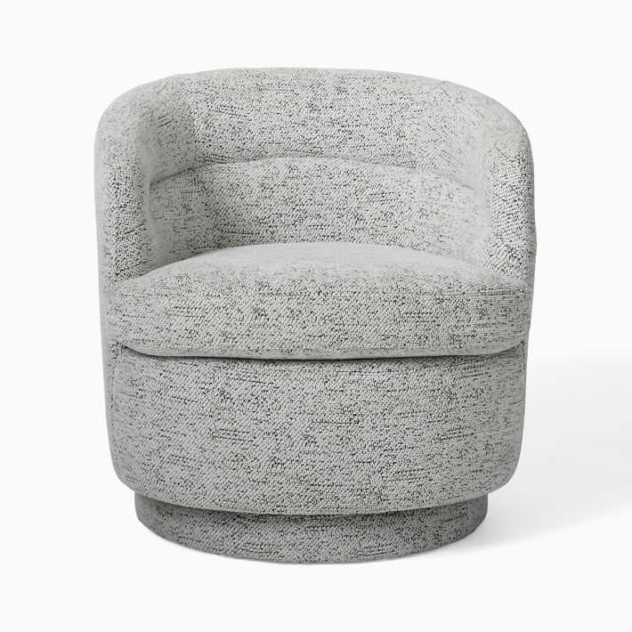 Viv Swivel Chair, Poly, Chunky Chenille, Gray, Concealed Support-individual - Image 2