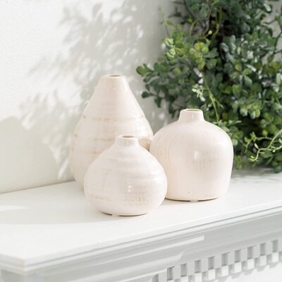 3 Piece White Ceramic Decorative Bottles Set - Image 0