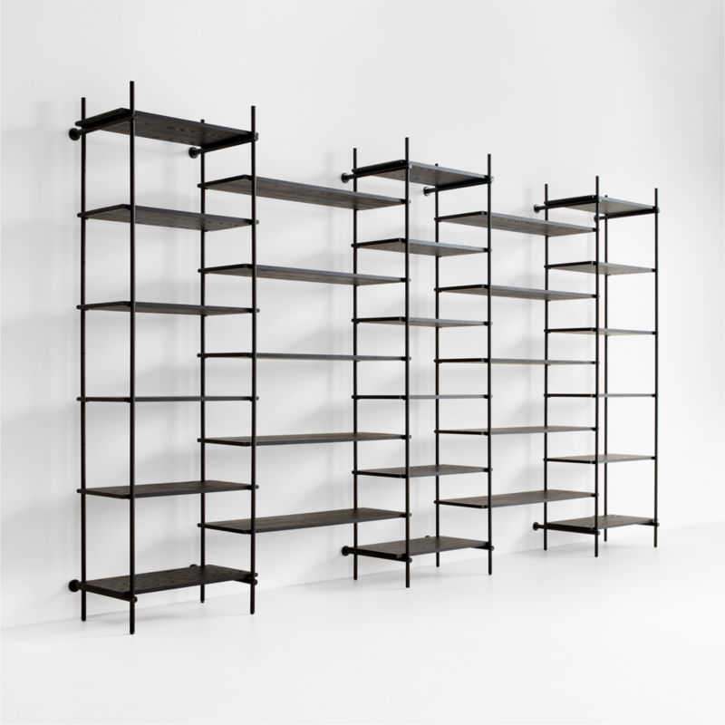 Petra Black Oak Wood Wide Shelf - Image 1