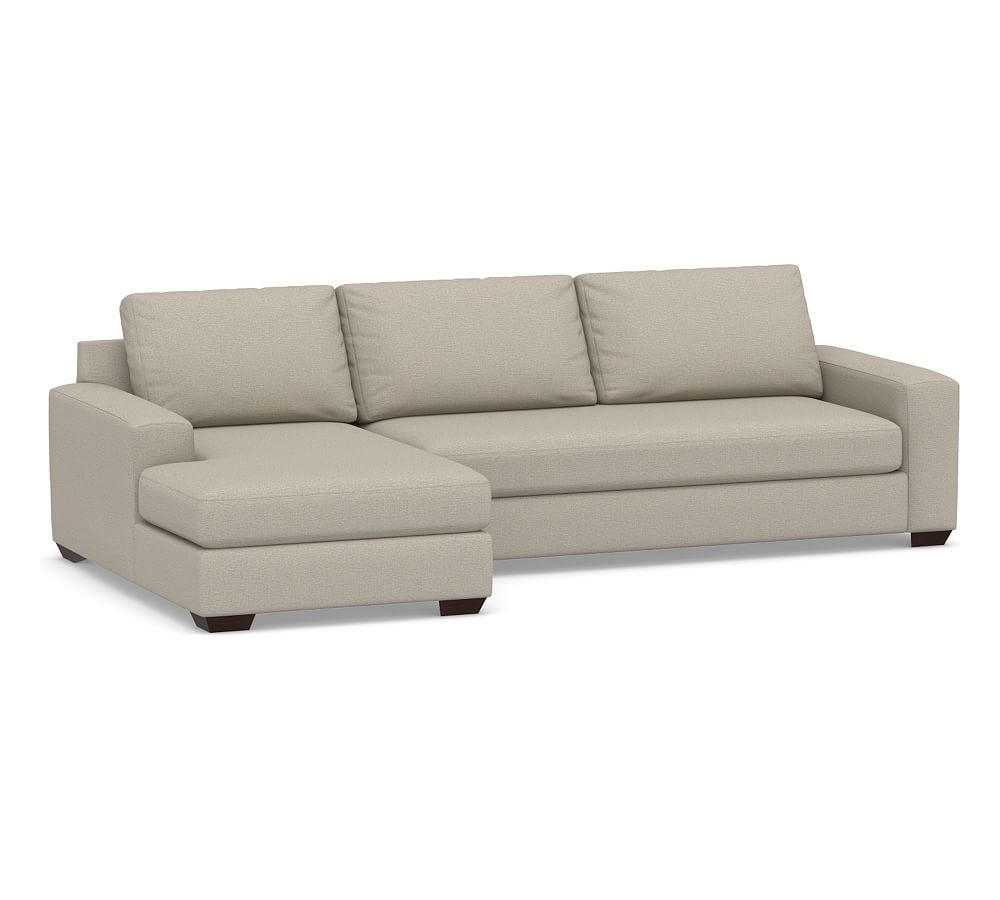 Big Sur Square Arm Upholstered Right Arm Sofa with Chaise Sectional and Bench Cushion, Down Blend Wrapped Cushions, Performance Boucle Fog - Image 0