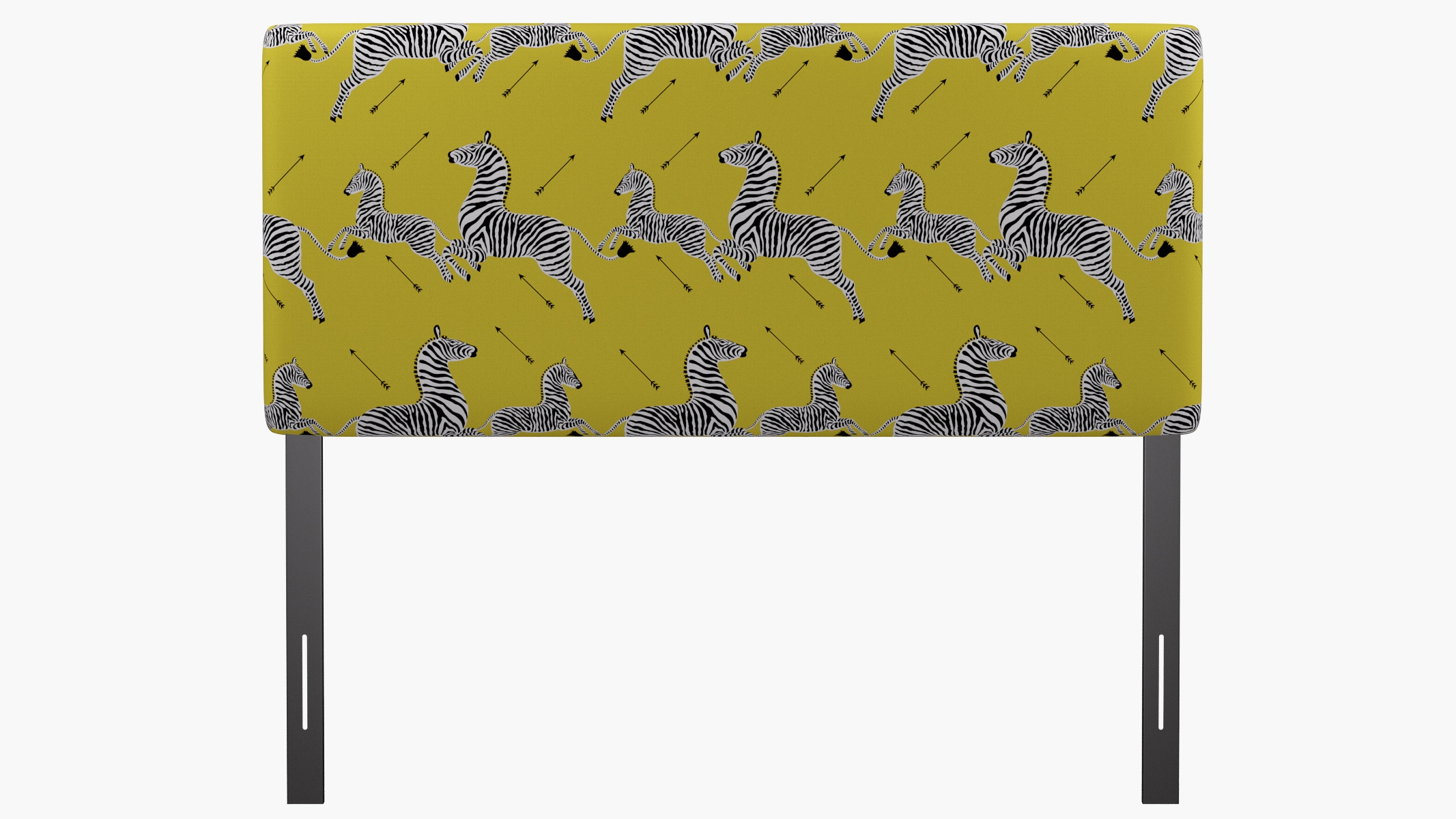 Square Back Headboard, Yellow Zebra, Queen - Image 1