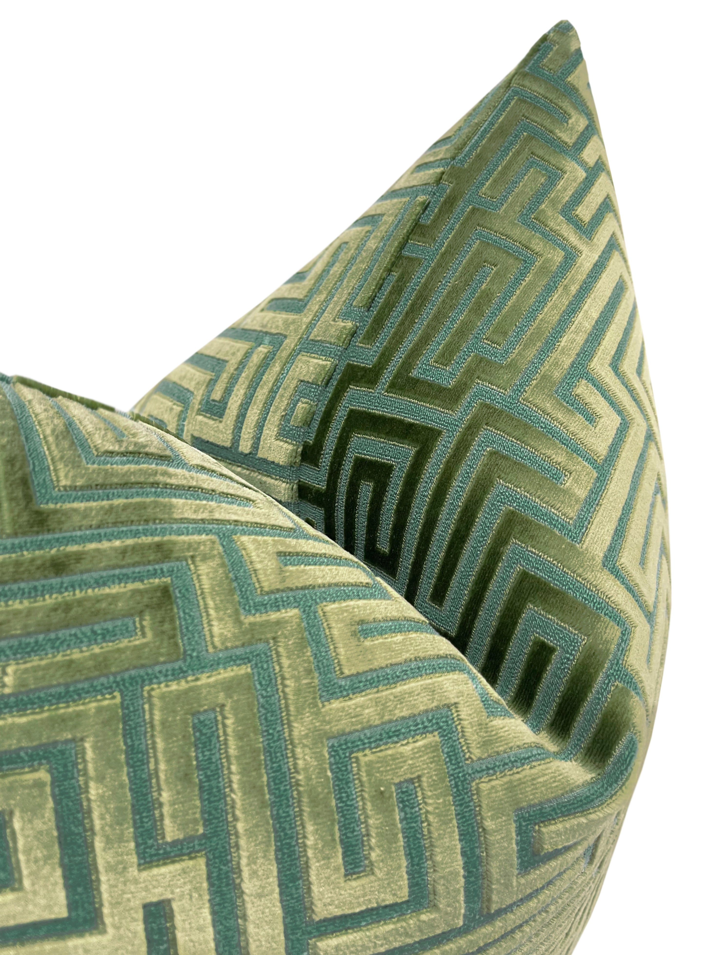 LABYRINTH CUT VELVET // OLIVE JADE - 20" X 20" - Image 2