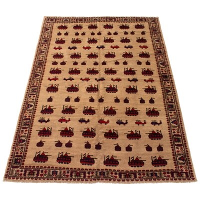 One-of-a-Kind Ioulia Hand-Knotted New Age 6'5" x 9'6" Wool Area Rug in Beige - Image 0