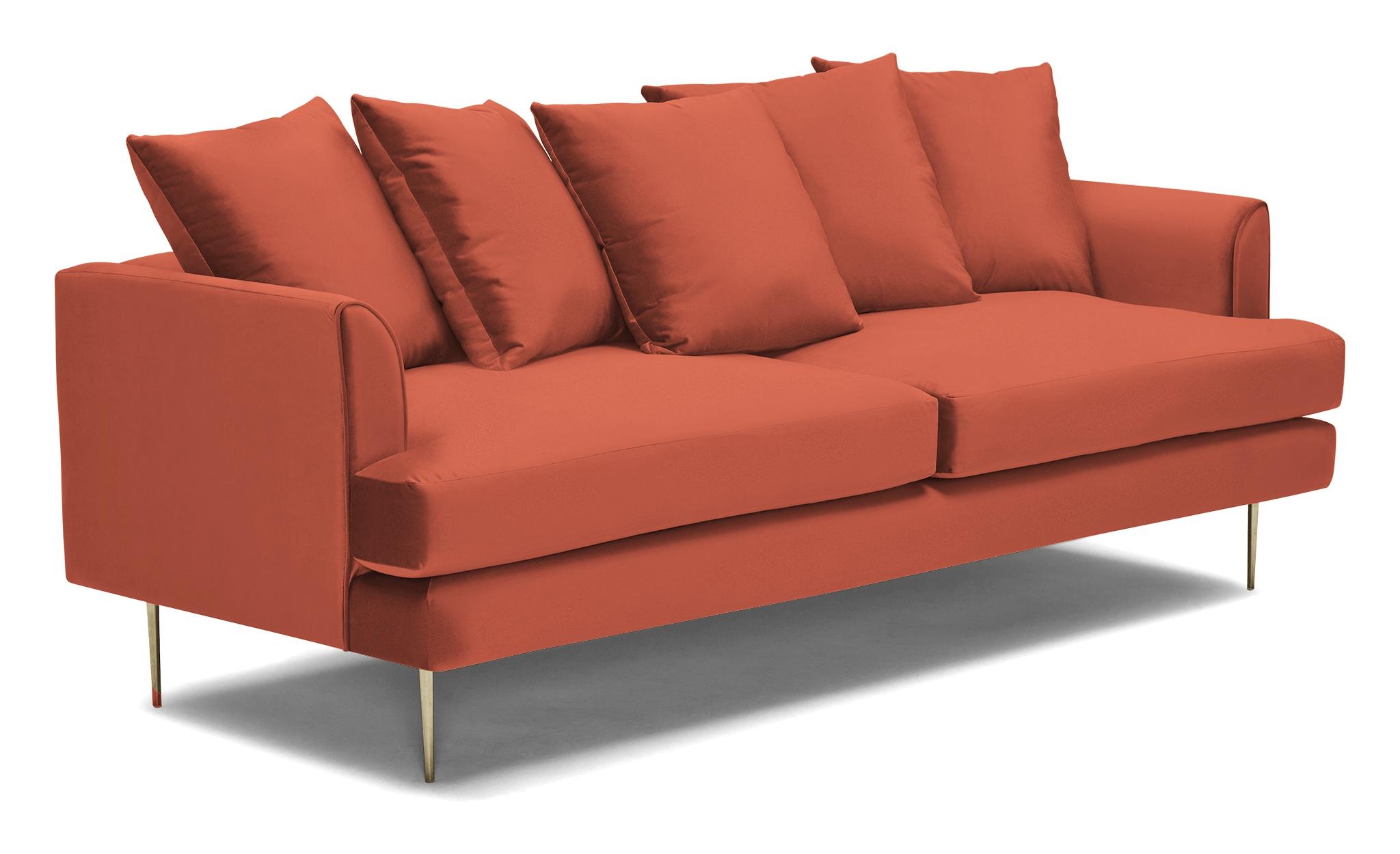Orange Aime Mid Century Modern Sofa - Key Largo Coral - Image 1