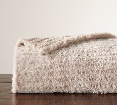 Knitted Faux Fur OS Throw, 60x80", Dark Gray - Image 5