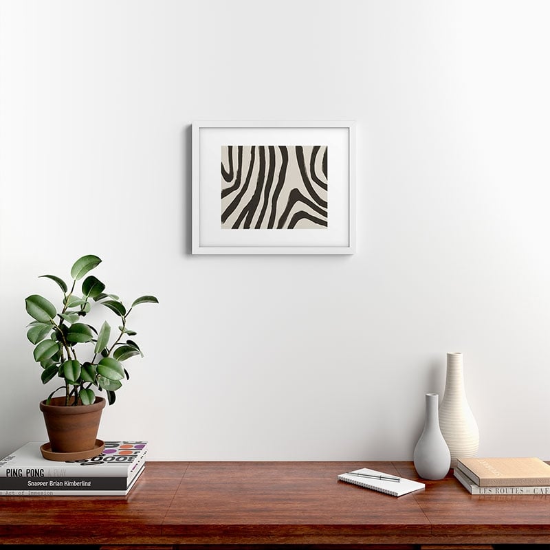 Painted Zebra by Megan Galante - Framed Art Print Modern White 16" x 20" - Image 1