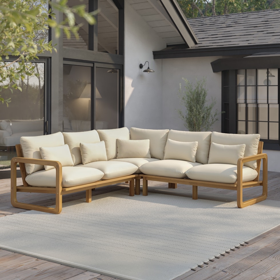 Laholm 94" Outdoor Corner Sectional - Dravite Ivory - Image 0