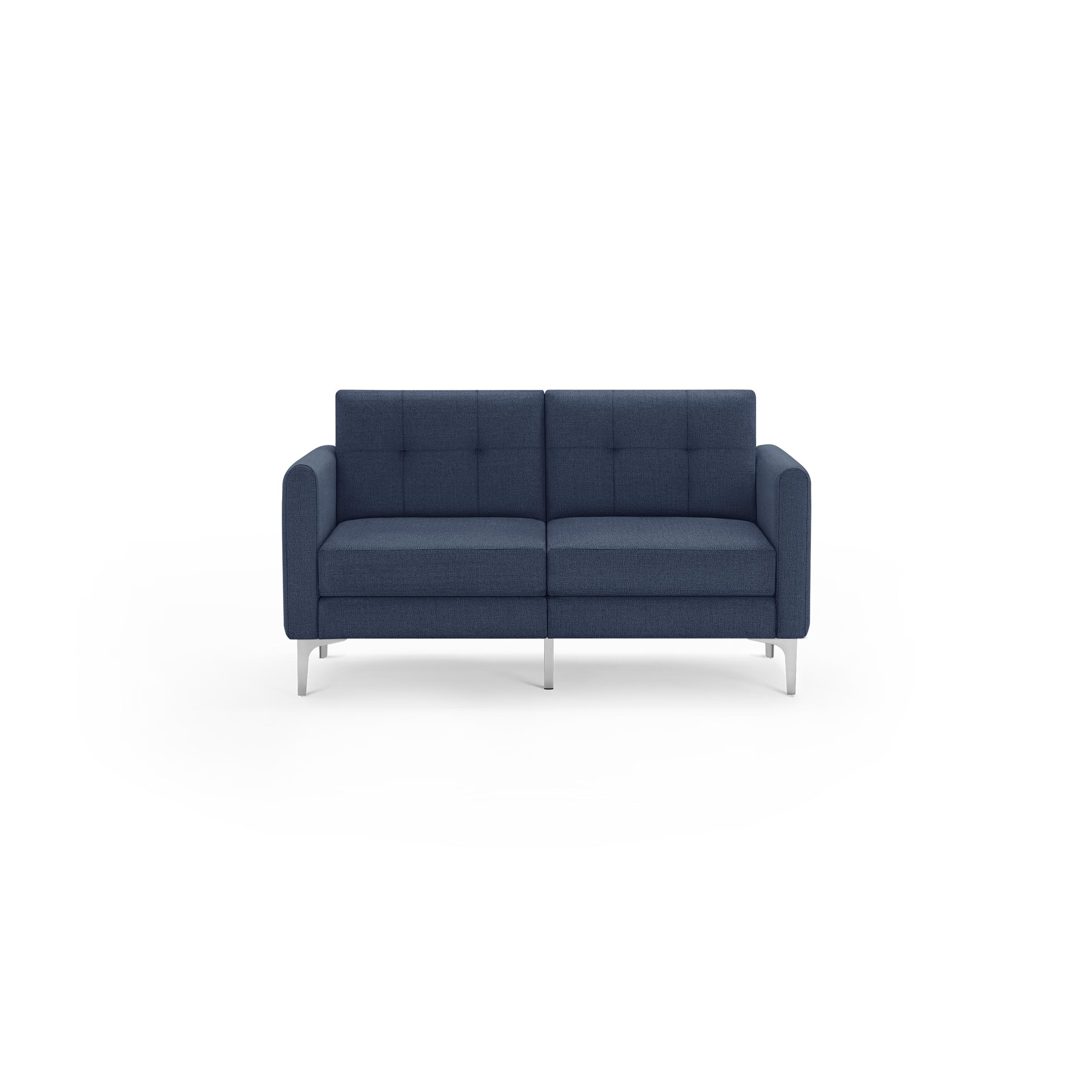 Nomad Loveseat - Navy Blue - Performance Basketweave / Chrome - Metal / Arch - Image 0