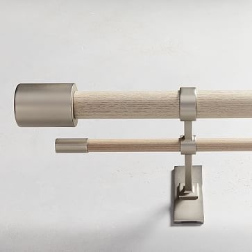 Mid-Century Double Rod, White Wash/Brushed Nickel, 44"-108" - Image 0