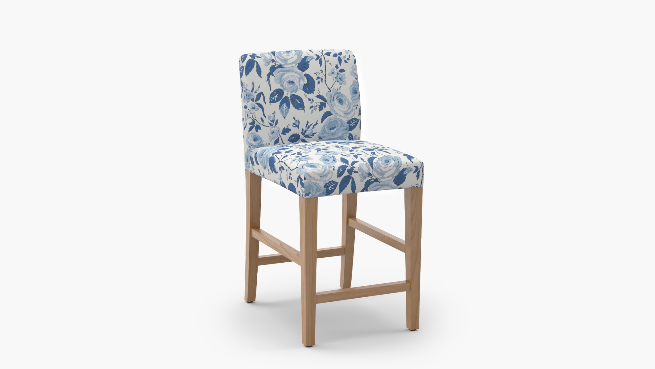 Signature Dining Counter Stool, Delft Chintz, Natural Square Tapered Leg - Image 1