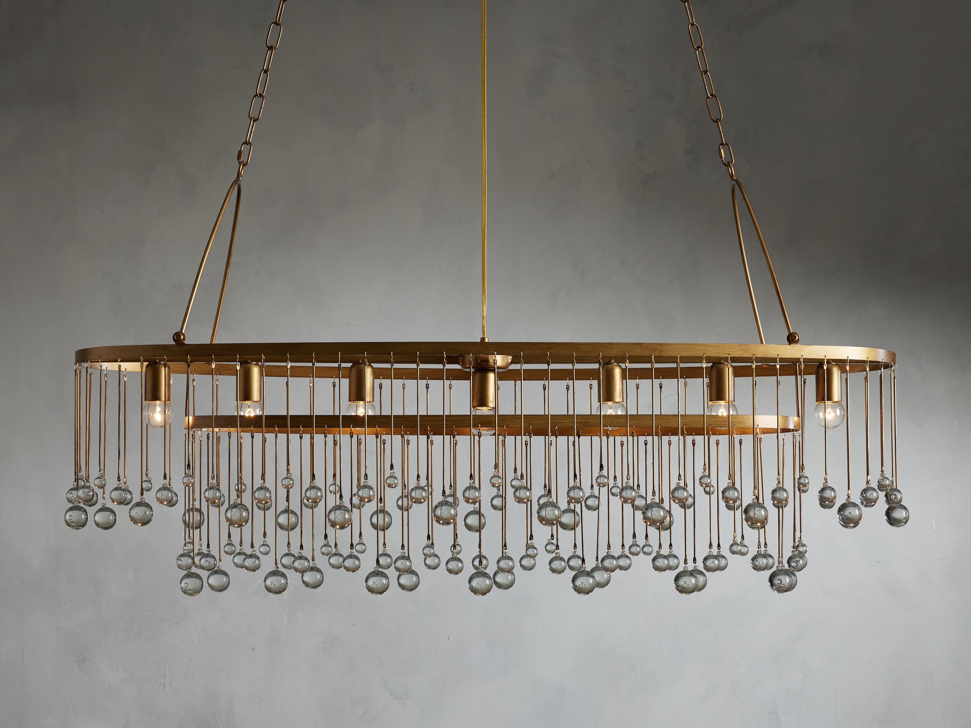 Aubrey Oval Chandelier in Glass Brass - Image 0