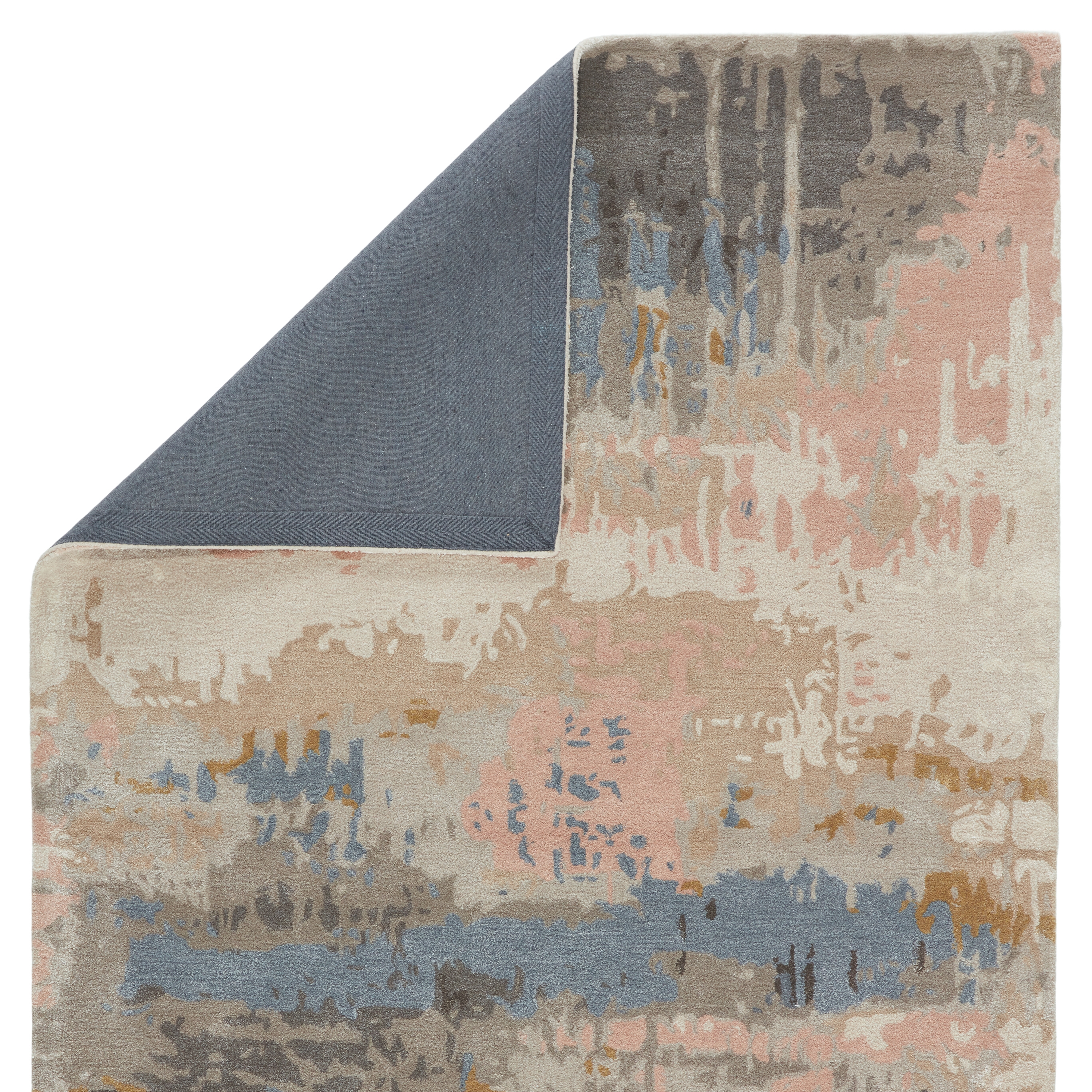 Benna Handmade Abstract Blush/ Light Blue Area Rug (12'X15') - Image 2