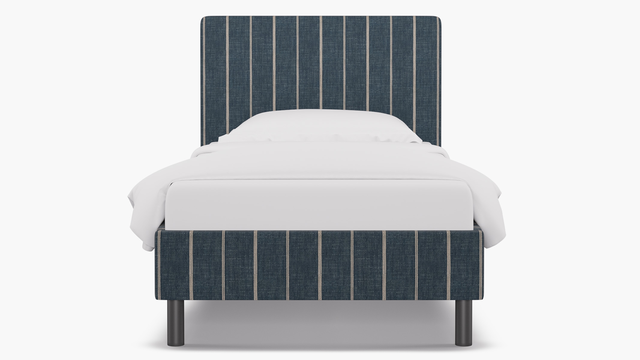 Tailored Platform Bed, Indigo Fritz, Twin - Image 0