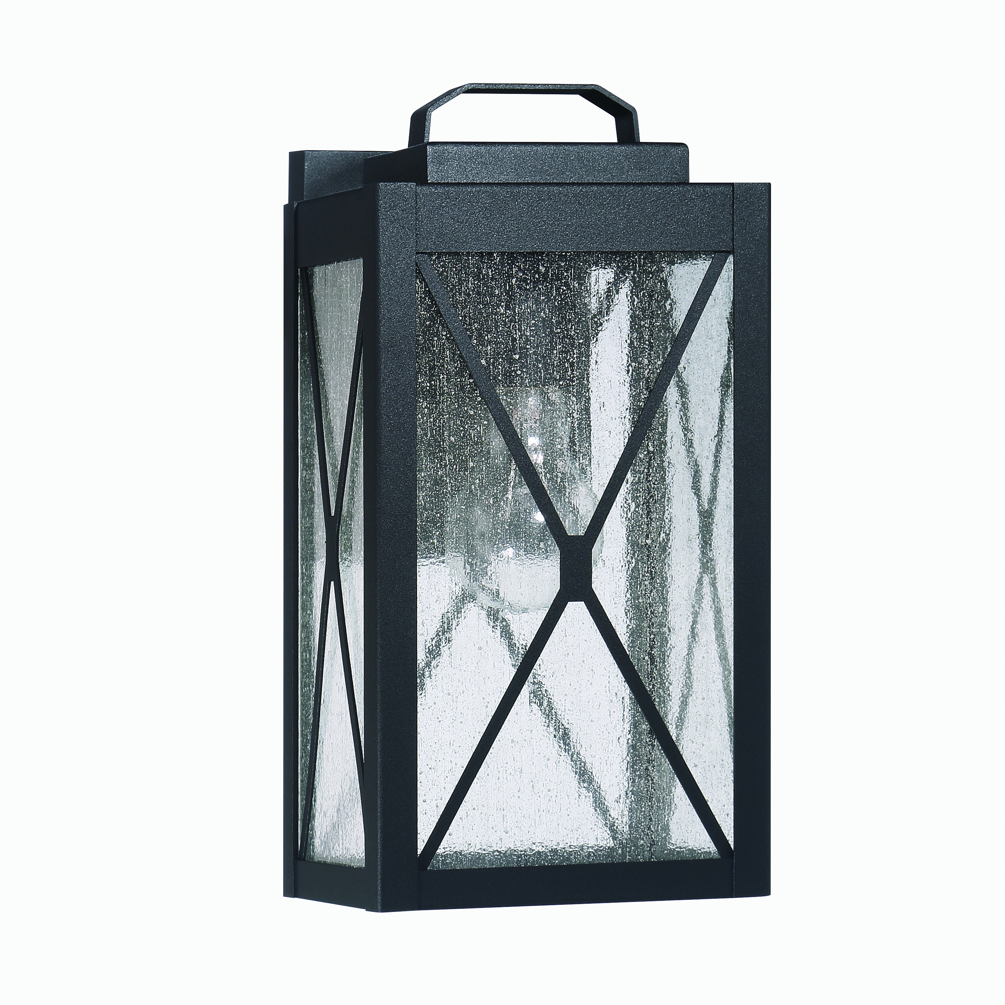 Charleston - Farmhouse Rectangular Metal and Glass Wall Mounted Outdoor Light, Matte Black - Image 0