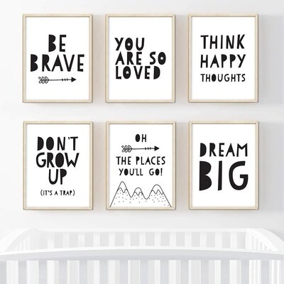 Dedrik Inspirational, Be Brave, Dream Big 6-Piece Set Paper Print - Image 0