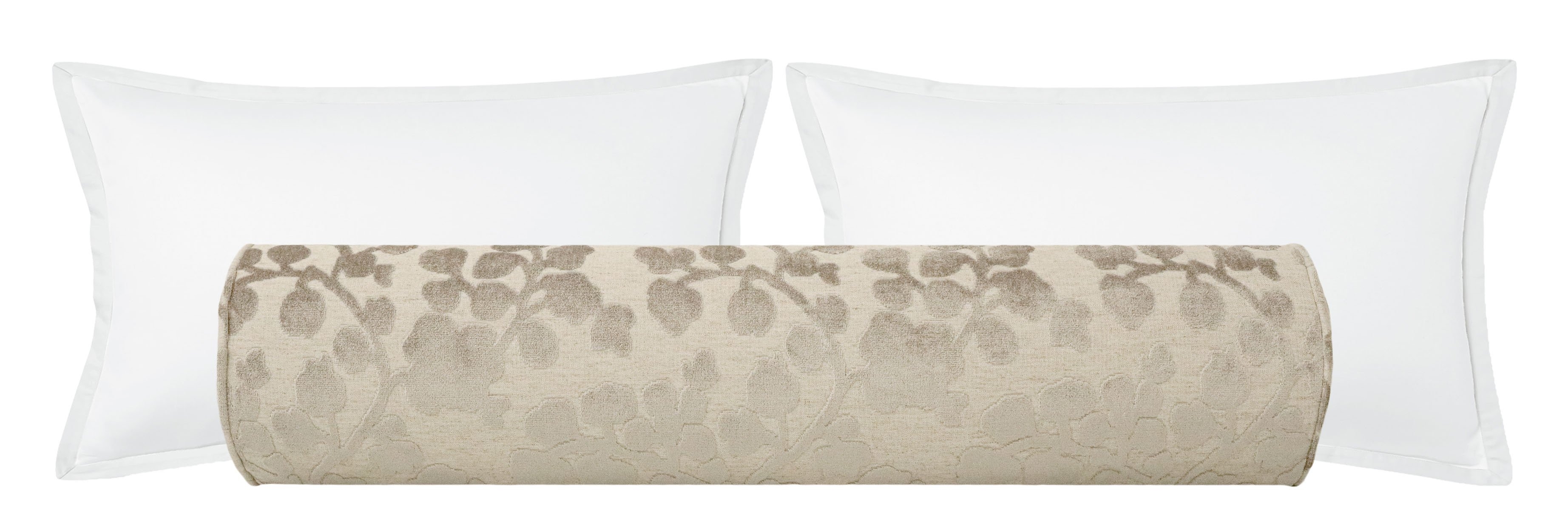 THE BOLSTER :: BLOSSOM CUT VELVET // STONE - QUEEN // 9" X 36" - Image 0