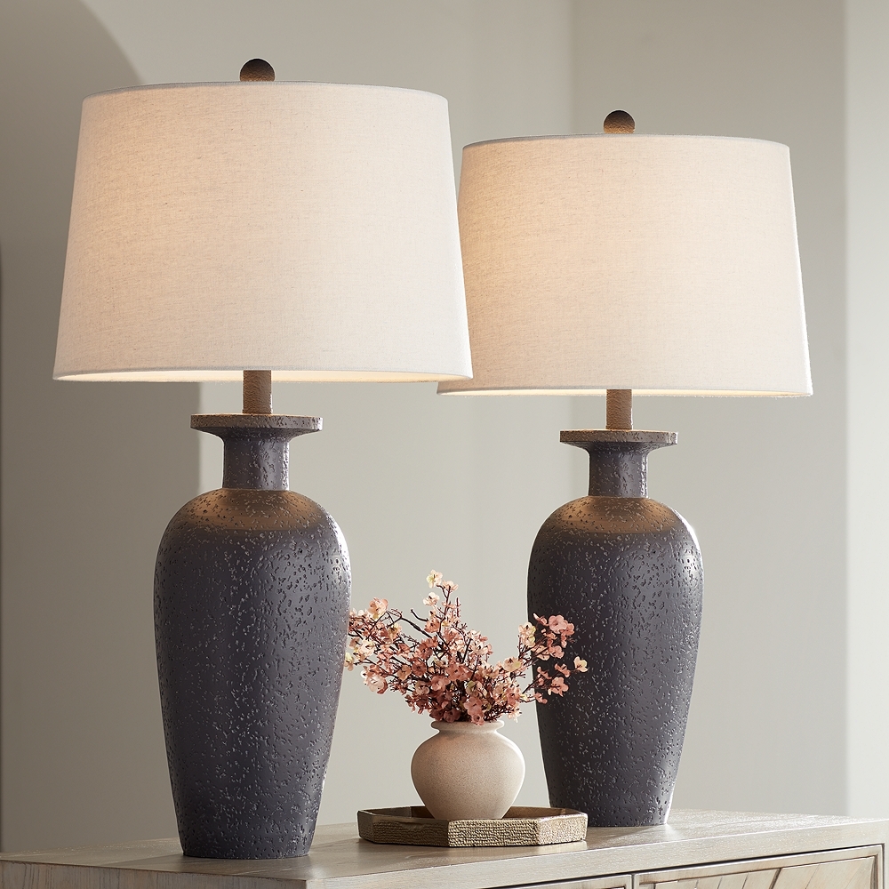360 Lighting Glenwood 28" Charcoal Gray Table Lamps Set of 2 - Image 0