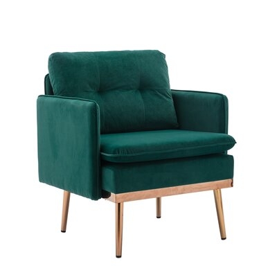 Velvet Accent Chair With Metal Feet - Image 0