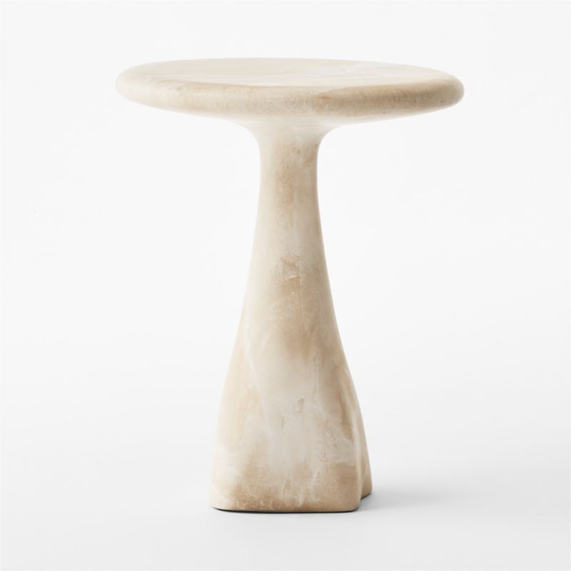 Espira Round Cream Marbled Resin Side Table - Image 1