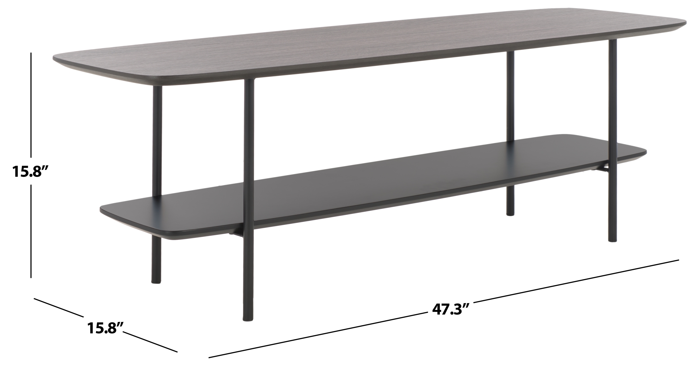 Kayleigh Coffee Table - Dark Grey Oak / Matte Black - Safavieh - Image 6