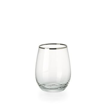 Metallic Rimmed Stemless Wine Glass, Set of 4 - Image 0