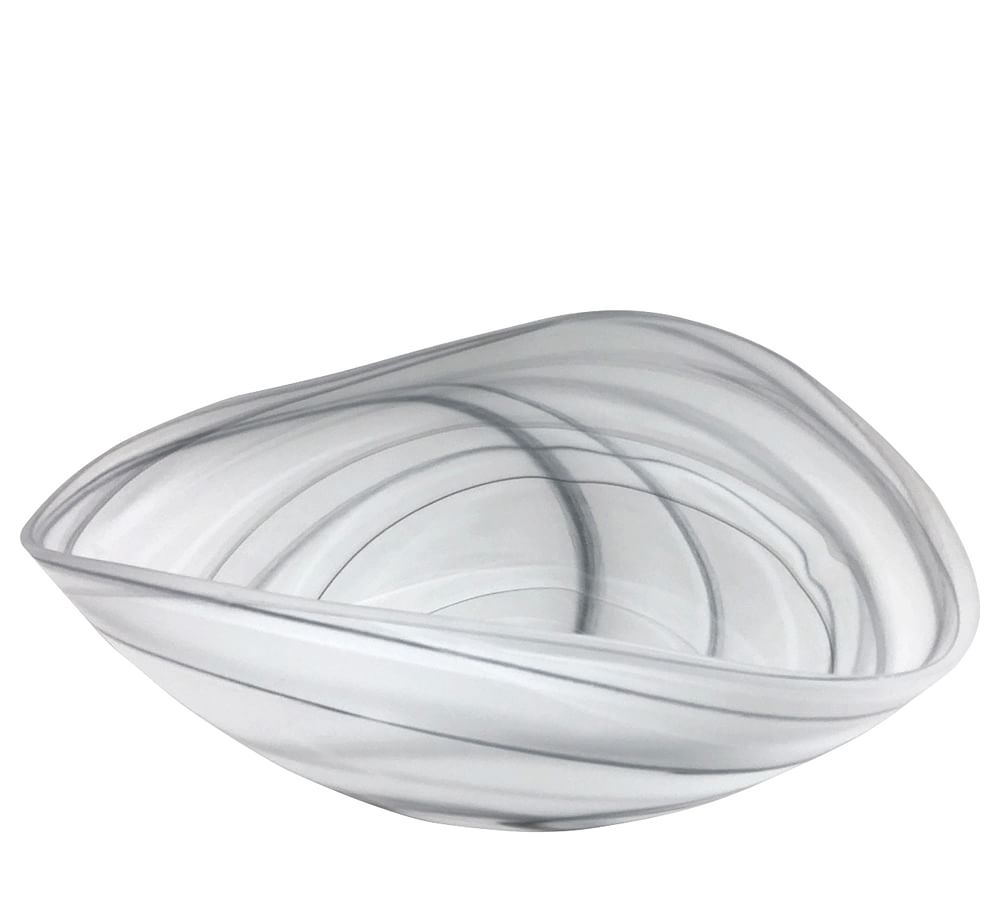 Alabaster Glass Matte Serving Bowl - Black/White - Image 0
