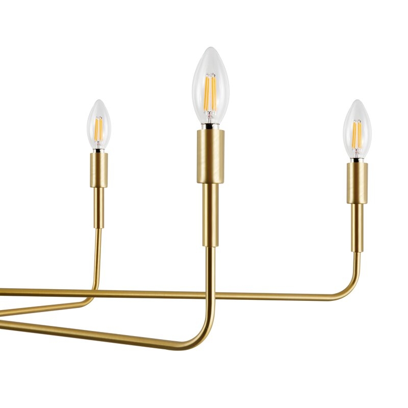 Brushed Brass Sola 8-Light Candle Style Modern Linear Chandelier, Brushed Brass - Image 7
