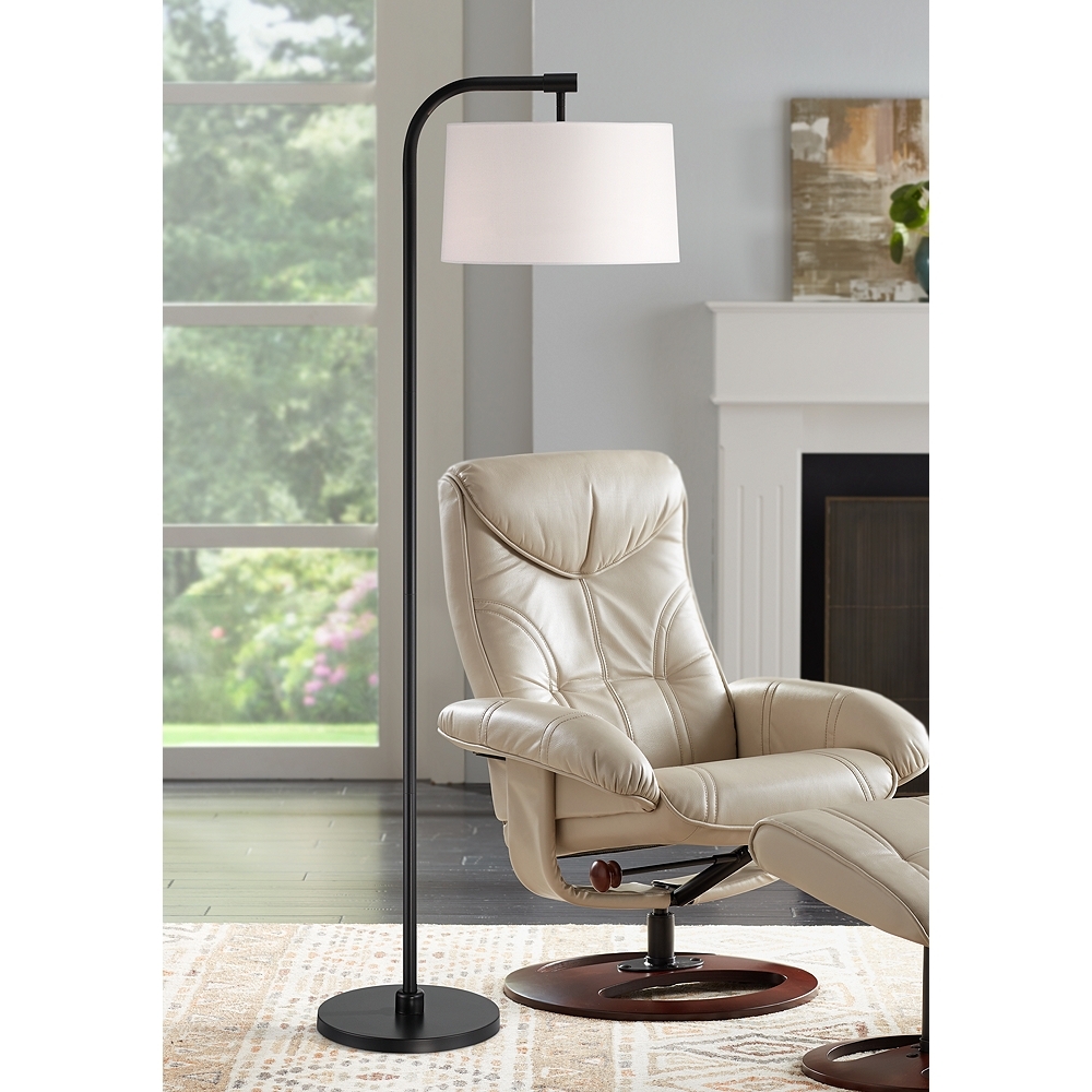 360 Lighting Serra 64" Black Chairside Arc Offset Arm Floor Lamp - Image 0