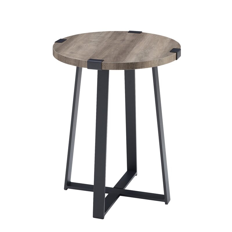 Gowie 23'' Tall Cross Legs End Table, Gray Wash - Image 0